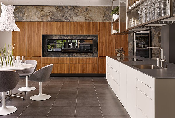 walnoot gefineerd / gelaagd glas mat wit